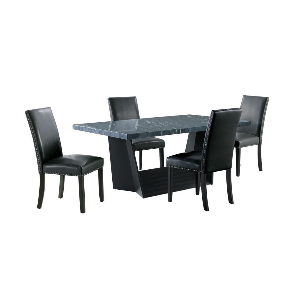 Dillon 5PC Dining Set in Dark - Table & Four Meridian Black Chairs. Picture 1