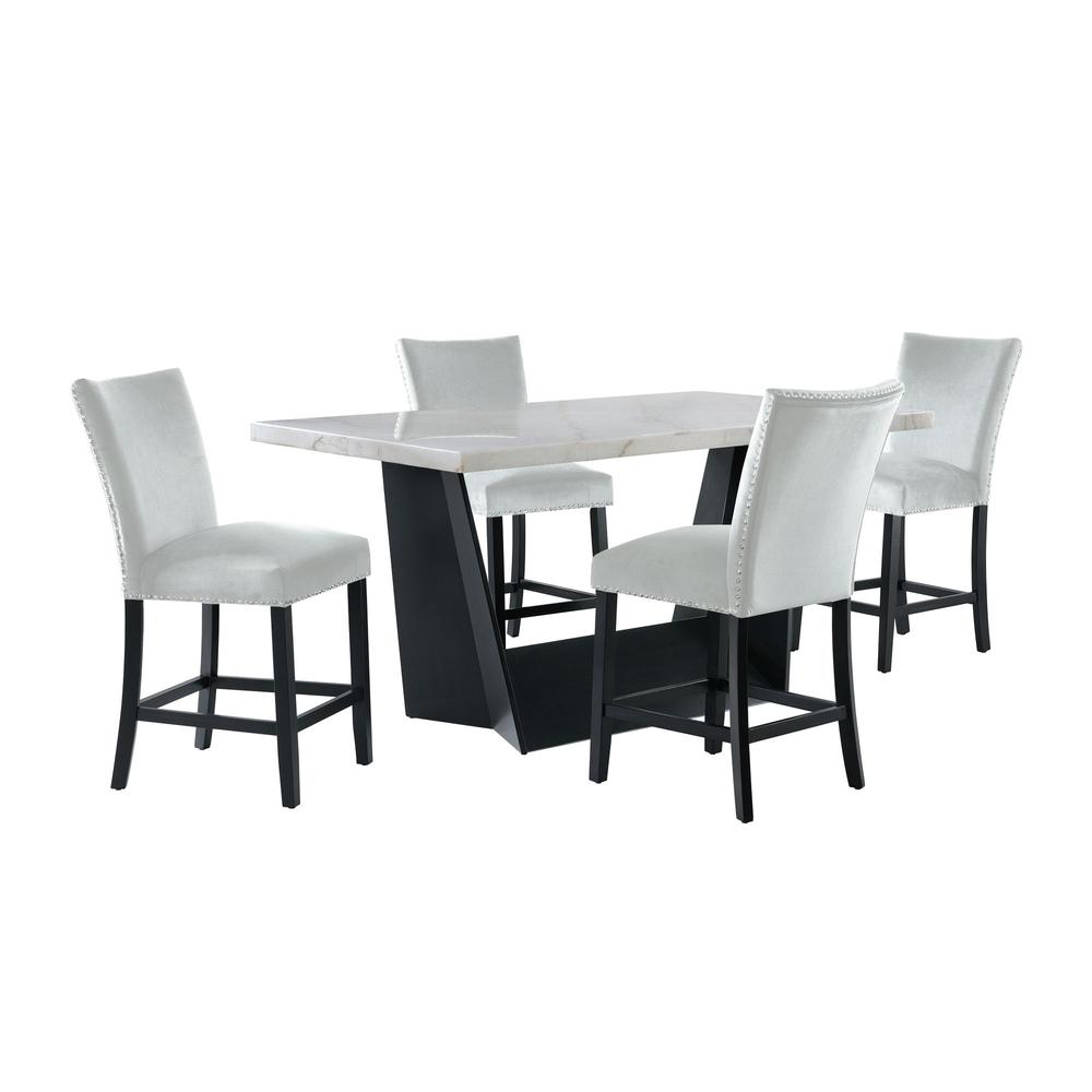Dillon 5PC Counter Height Dining Set in White. Picture 1
