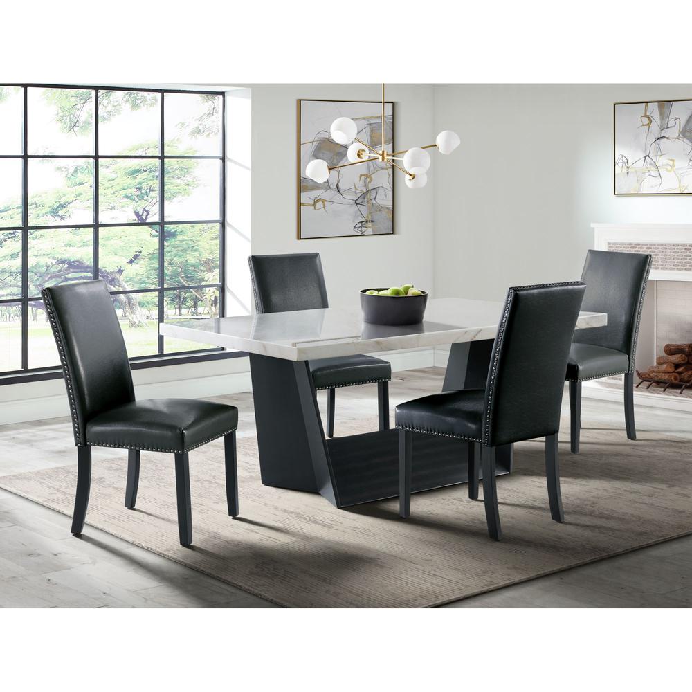 Dillon 5PC Dining Set in White - Table & Four Meridian Black Chairs. Picture 13