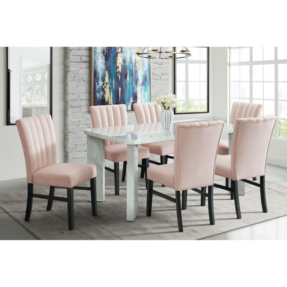 Odette Side Chair in Pink Velvet (2 Per Pack). Picture 13