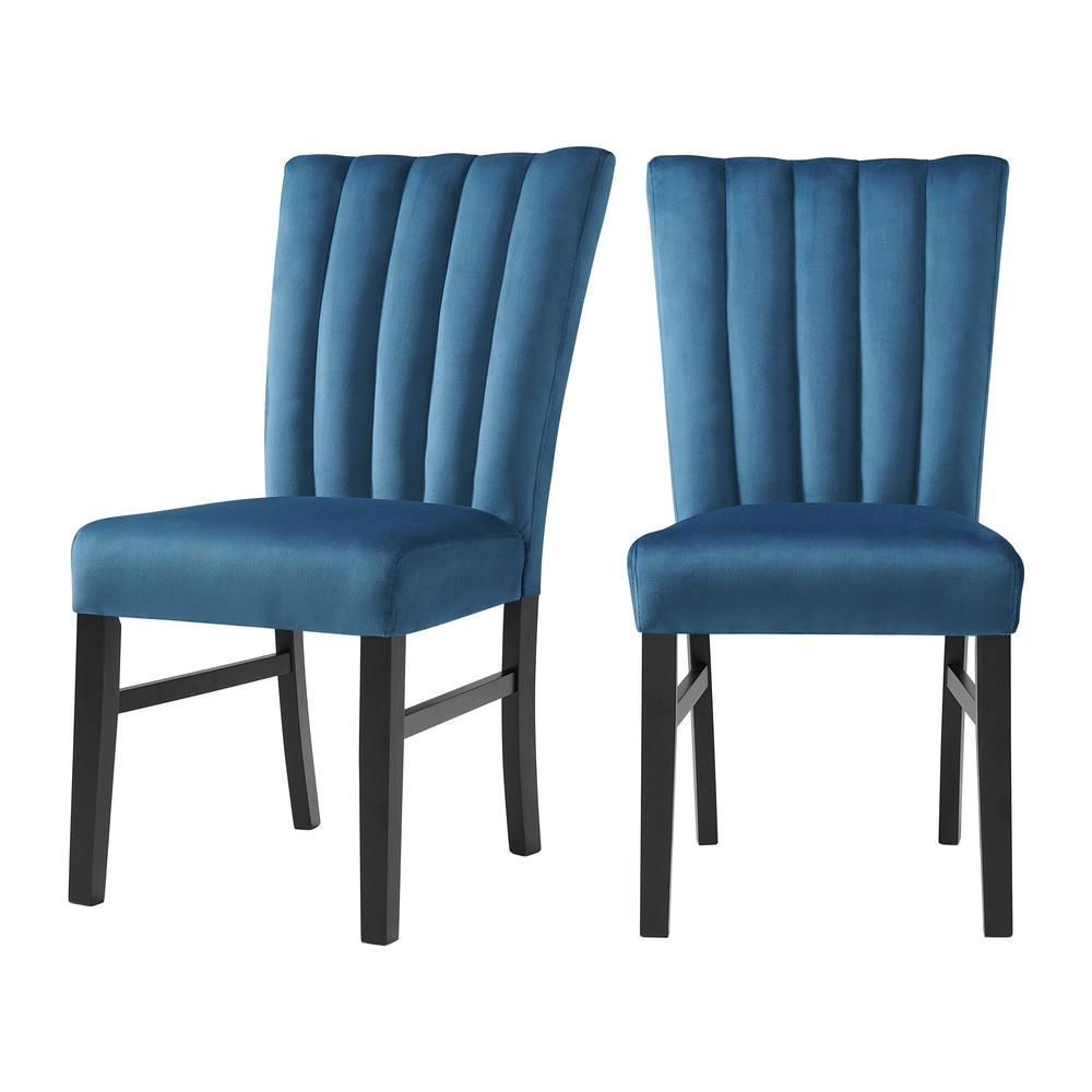 Odette Side Chair in Navy Blue Velvet (2 Per Pack). Picture 1