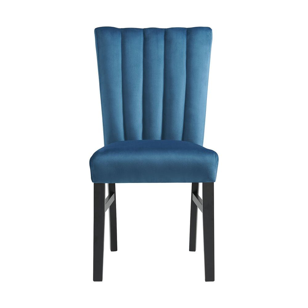 Odette Side Chair in Navy Blue Velvet (2 Per Pack). Picture 3