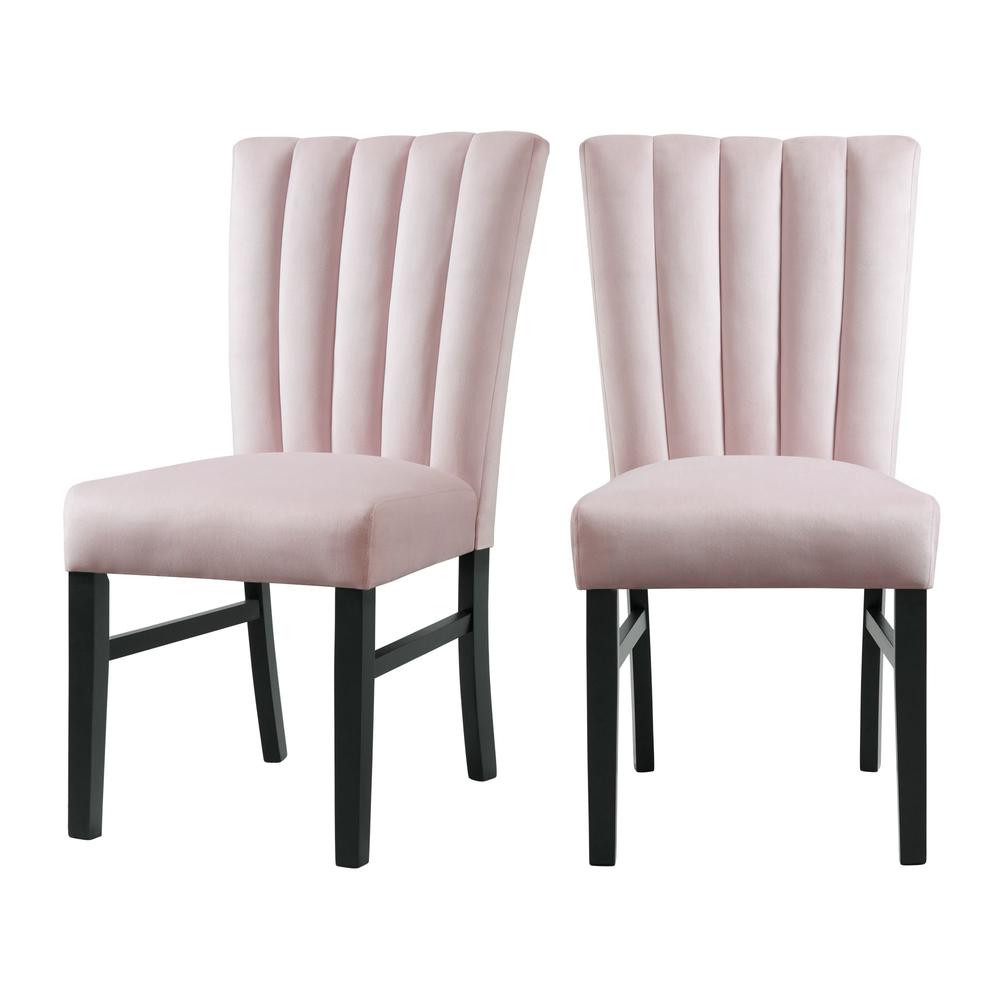 Odette Side Chair in Pink Velvet (2 Per Pack). Picture 1