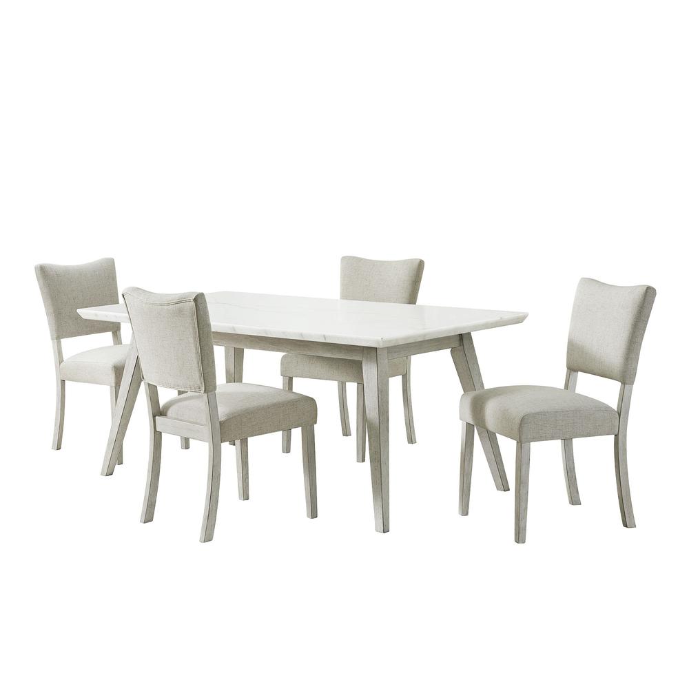 Kean  5PC Dining Set in White with Table and Four Chairs. Picture 1