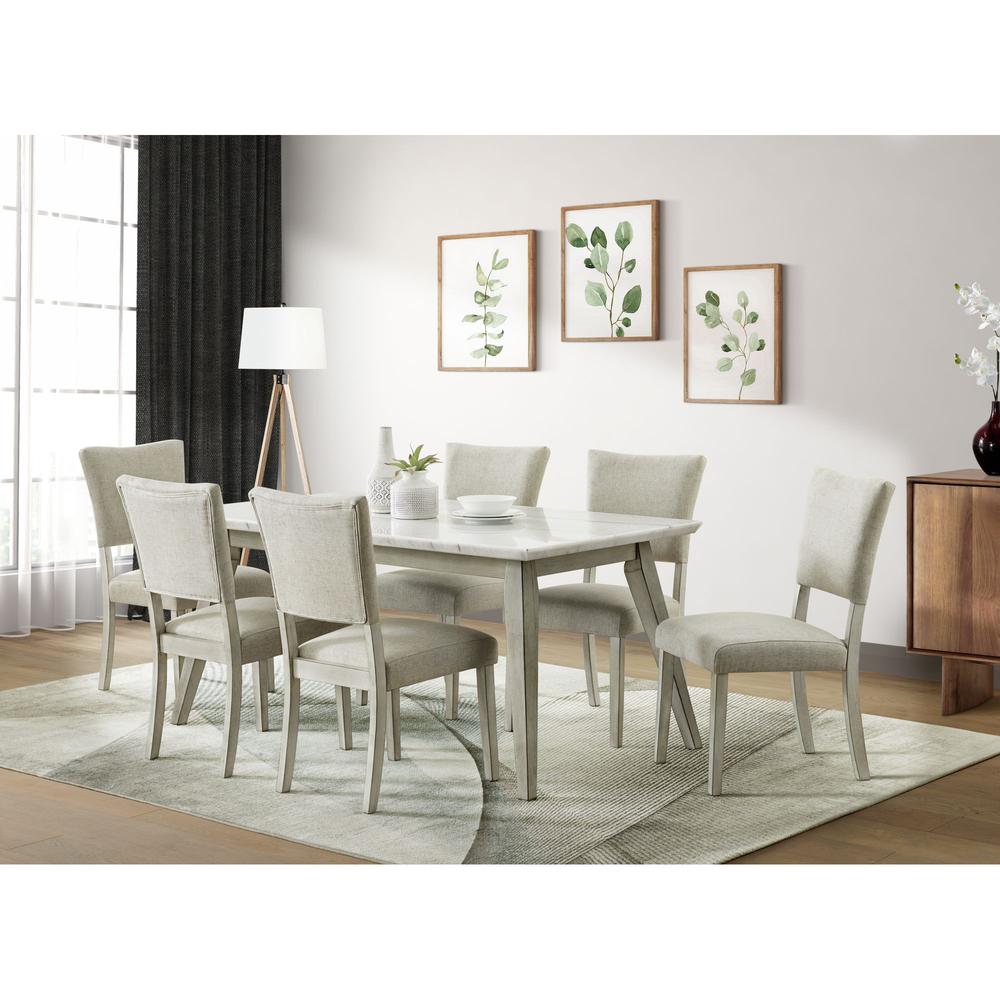 Kean  7PC Dining Set in White with Table and Six Chairs. Picture 11