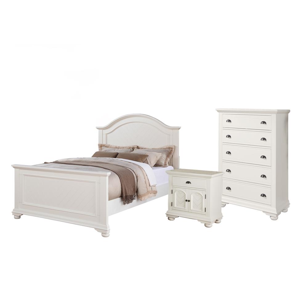 Addison White Queen Panel 3PC Bedroom Set. Picture 1