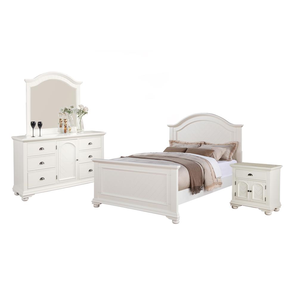 Addison White Queen Panel 4PC Bedroom Set. Picture 1
