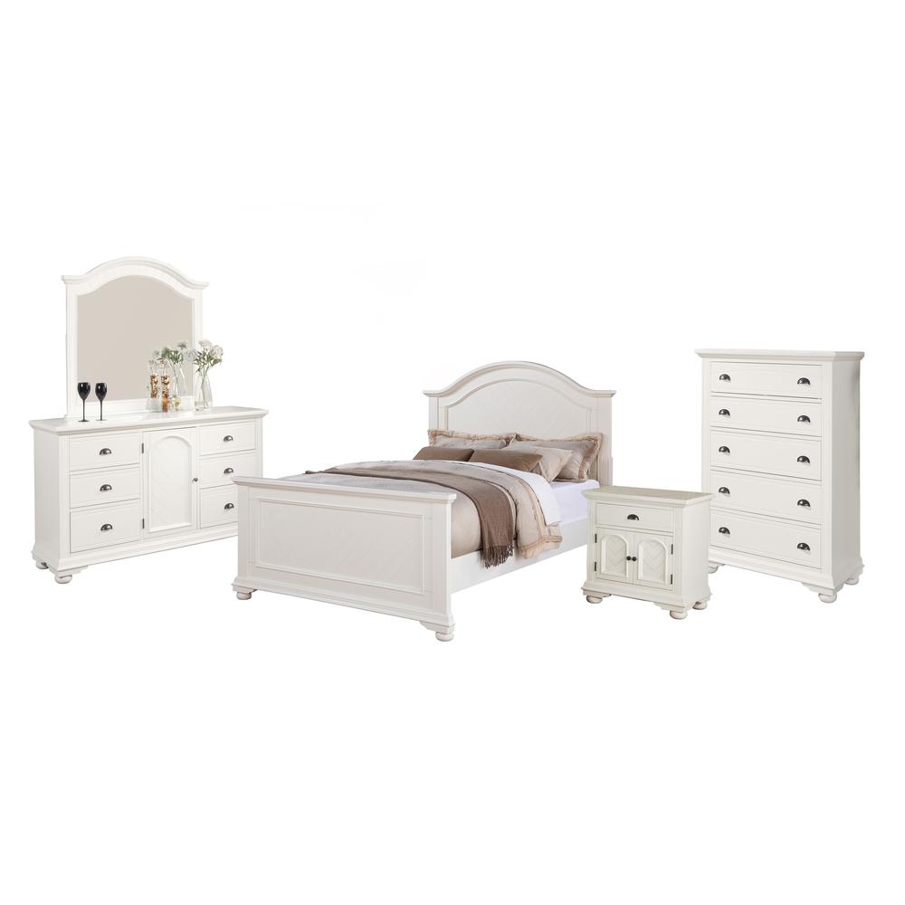 Addison White Queen Panel 5PC Bedroom Set. Picture 1