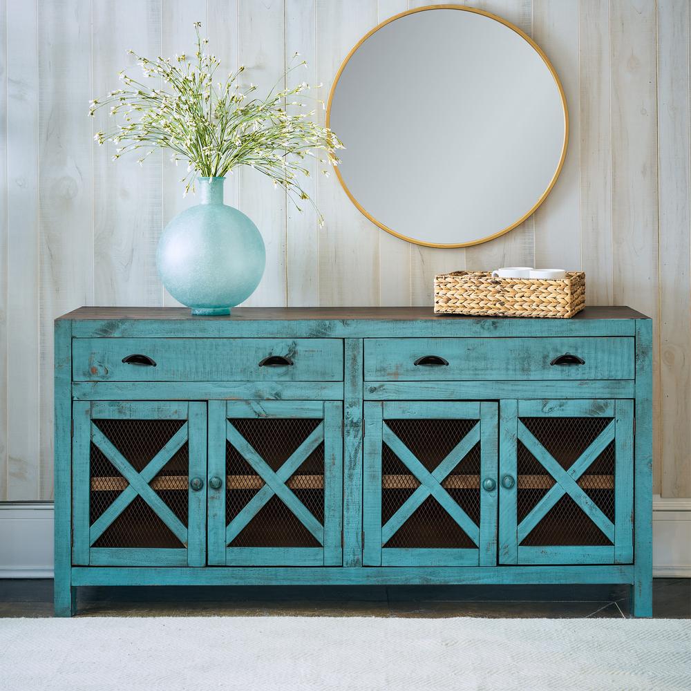 Picket House Furnishings Noah Console Table in Turquoise. Picture 2
