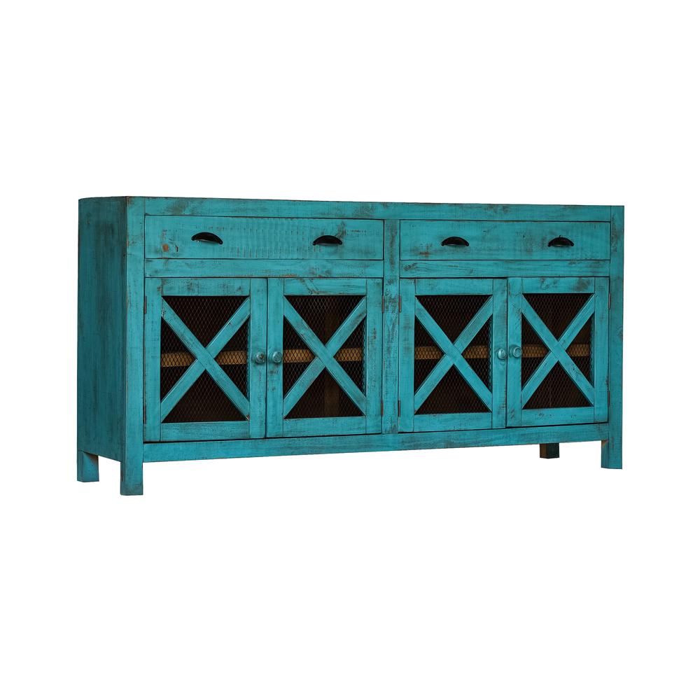 Picket House Furnishings Noah Console Table in Turquoise. Picture 1