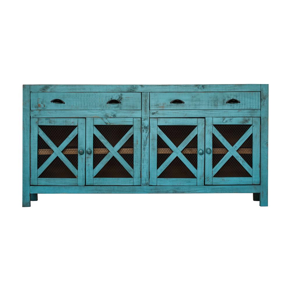 Picket House Furnishings Noah Console Table in Turquoise. Picture 4