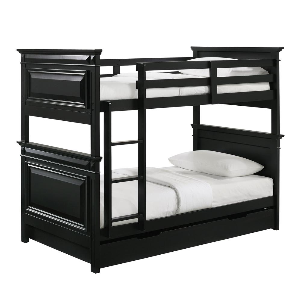 Twin over Twin Bunk Bed with Trundle in Antique Black. The main picture.