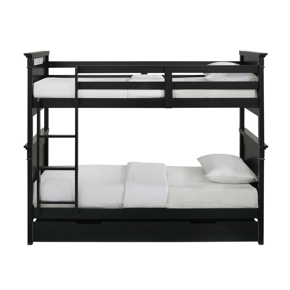 Twin over Twin Bunk Bed with Trundle in Antique Black. Picture 2