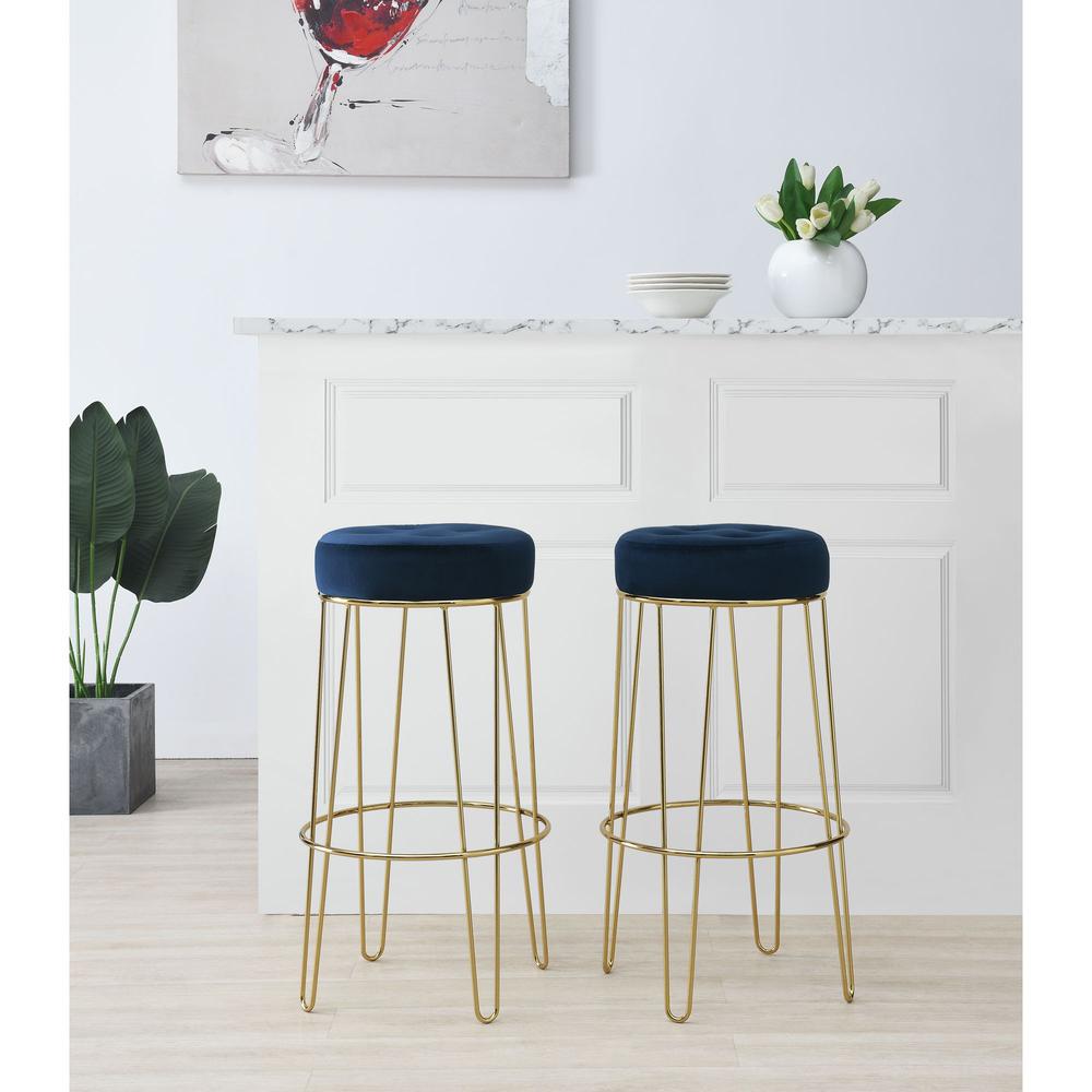 Picket House Furnishings Vera Bar Stool in Navy. Picture 3