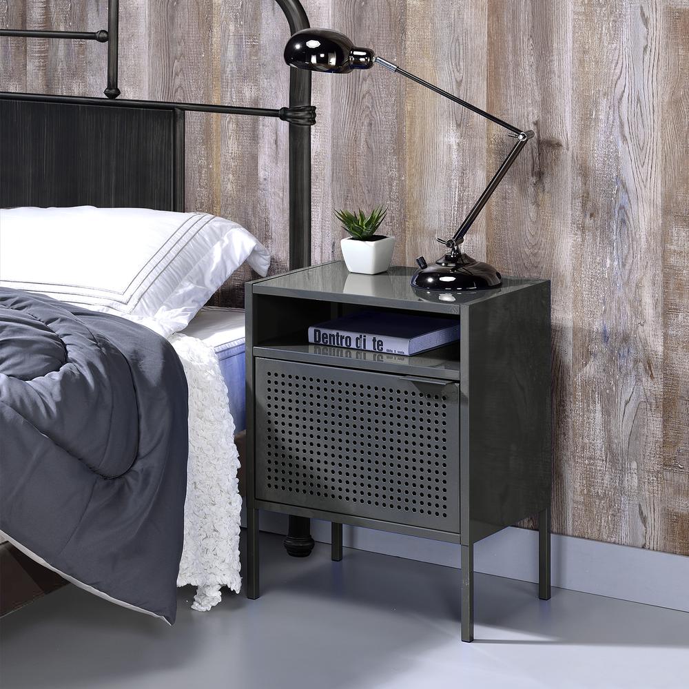 Gemma Nightstand with USB Port in Gray. Picture 7