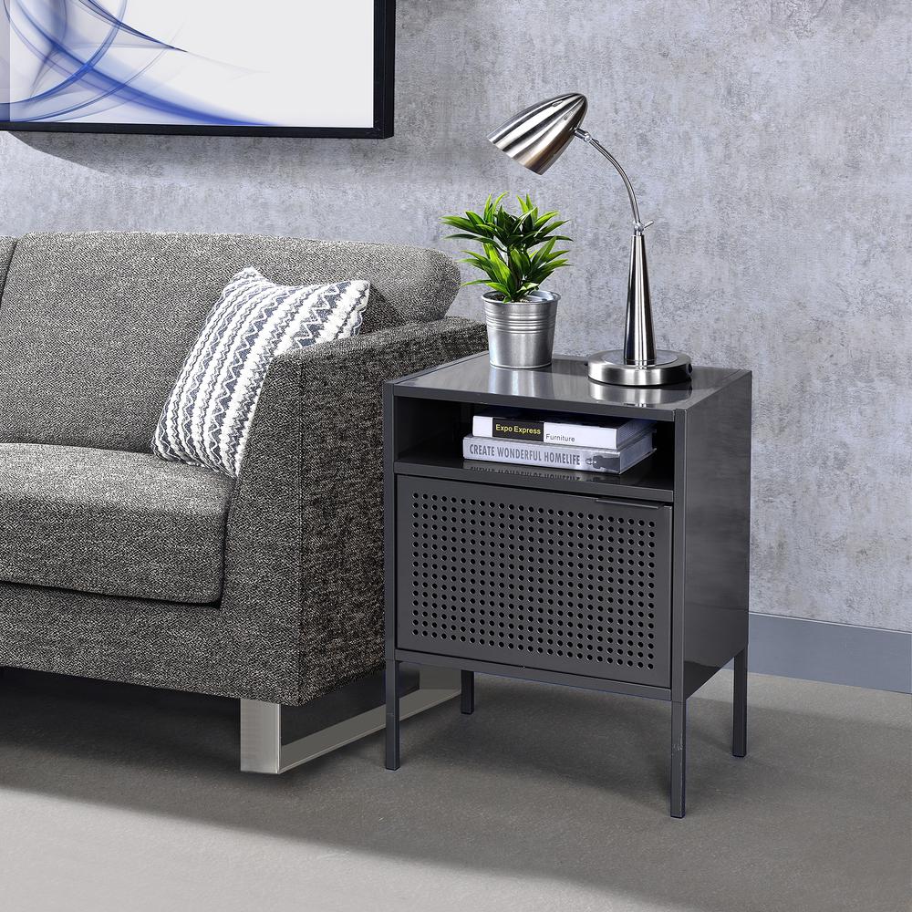 Gemma Nightstand with USB Port in Gray. Picture 8