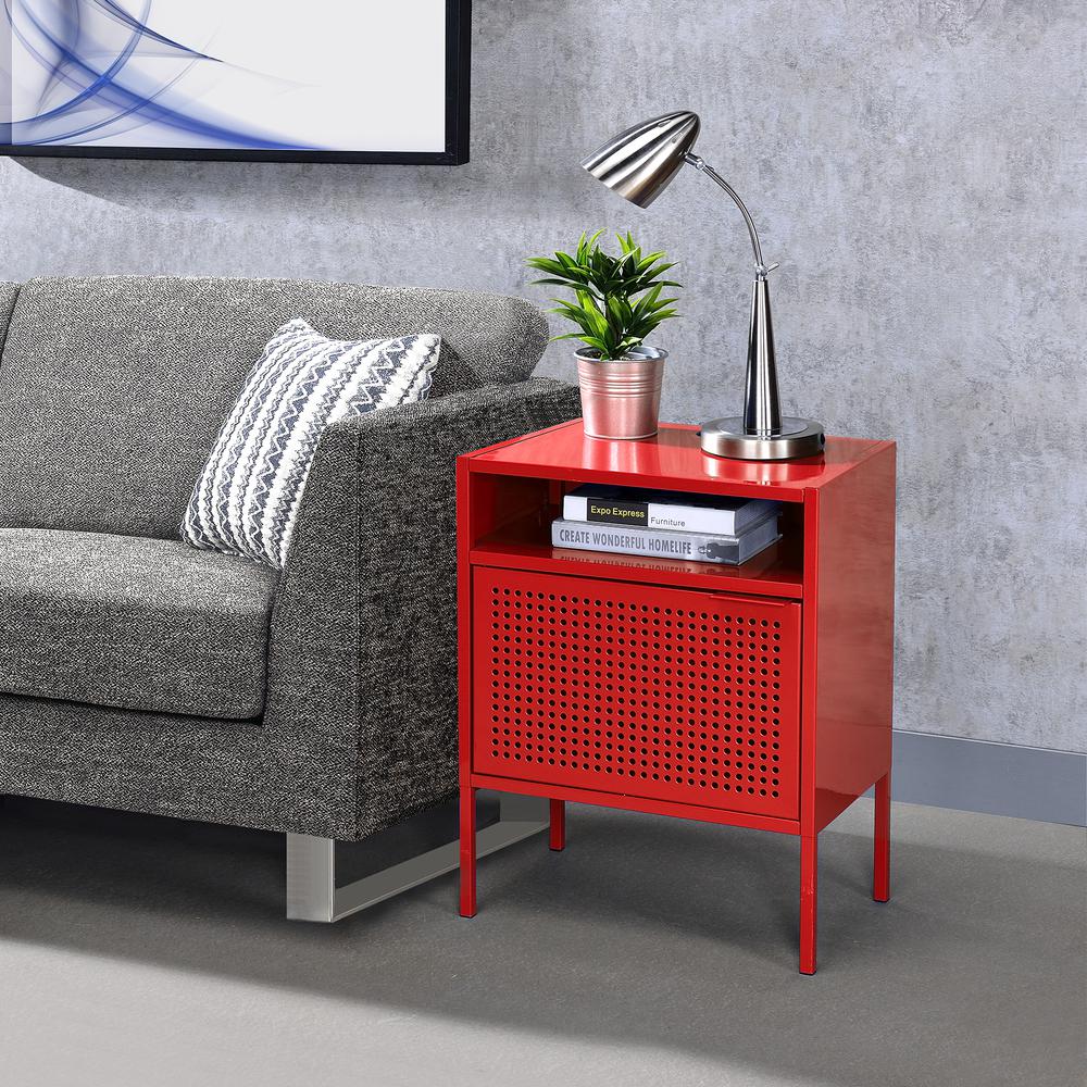 Gemma Nightstand with USB Port in Red. Picture 8