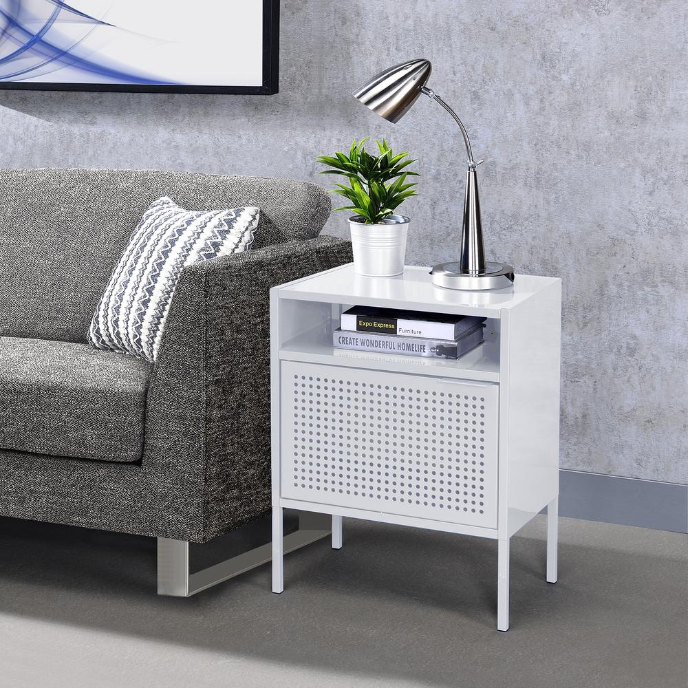 Gemma Nightstand with USB Port in White. Picture 8