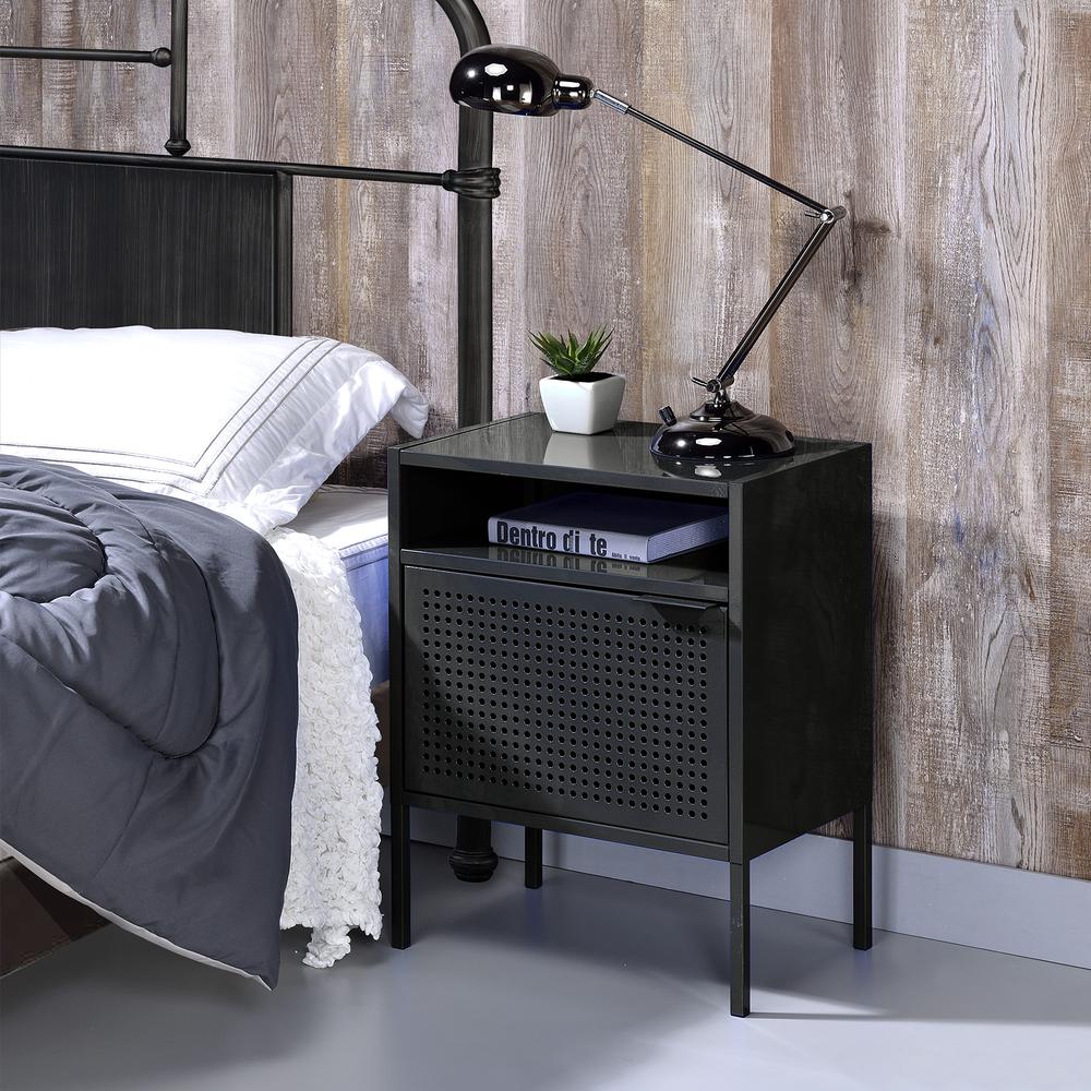 Gemma Nightstand with USB Port in Black. Picture 7