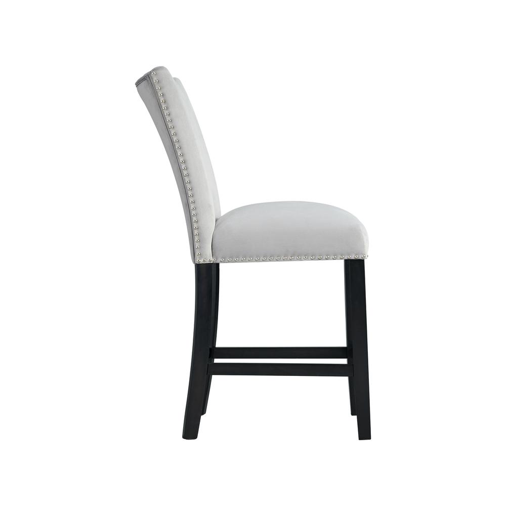 Celine Gray Velvet Counter Height Chair Set. Picture 1