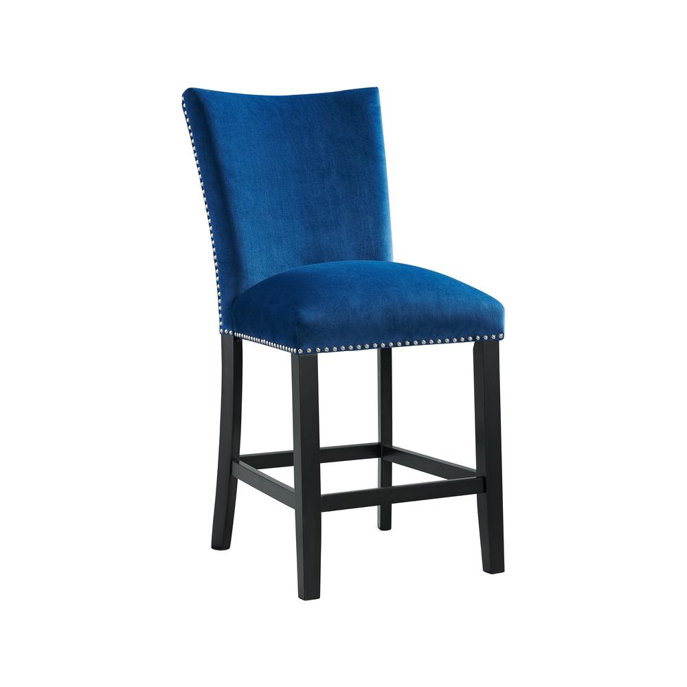 Celine Blue Velvet Counter Height Chair Set. Picture 3