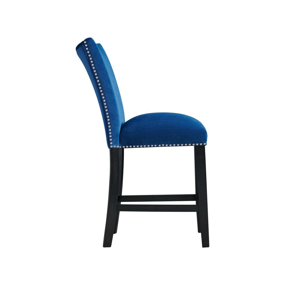 Celine Blue Velvet Counter Height Chair Set. Picture 5