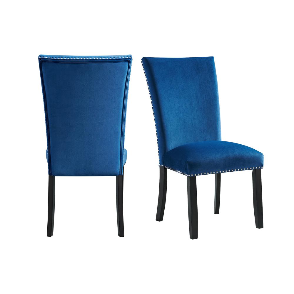 Celine Blue Velvet Side Chair Set. The main picture.
