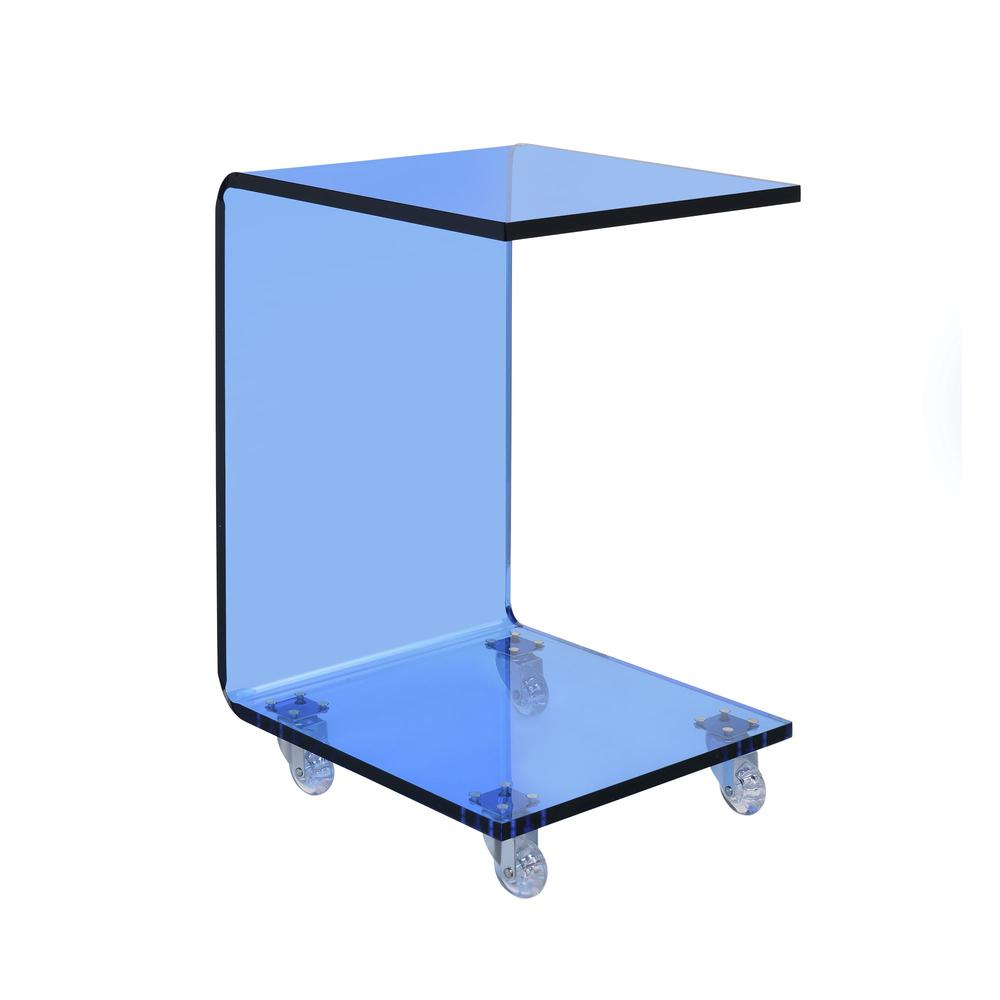 Peek Acrylic Snack Table in Blue. Picture 1