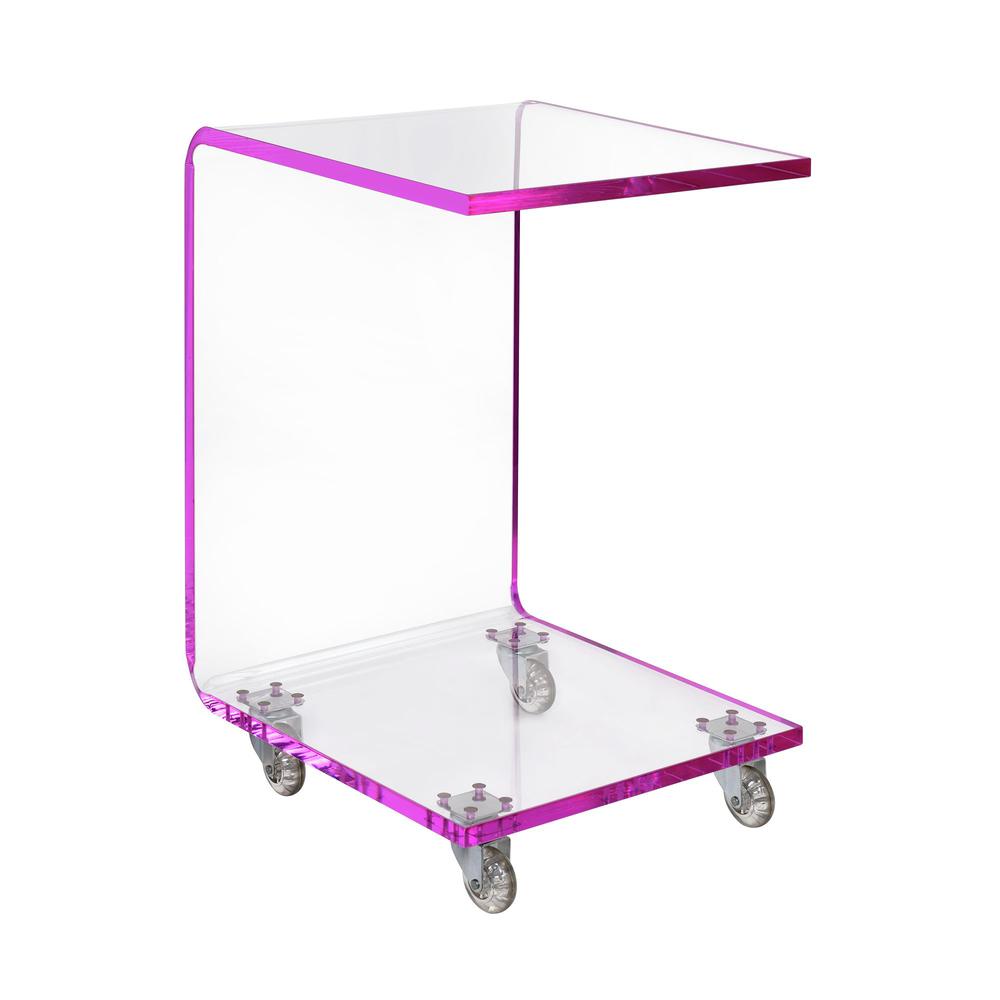 Peek Acrylic Snack Table in Pink. Picture 1
