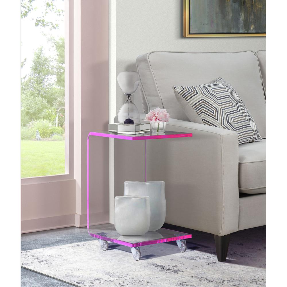 Peek Acrylic Snack Table in Pink. Picture 2