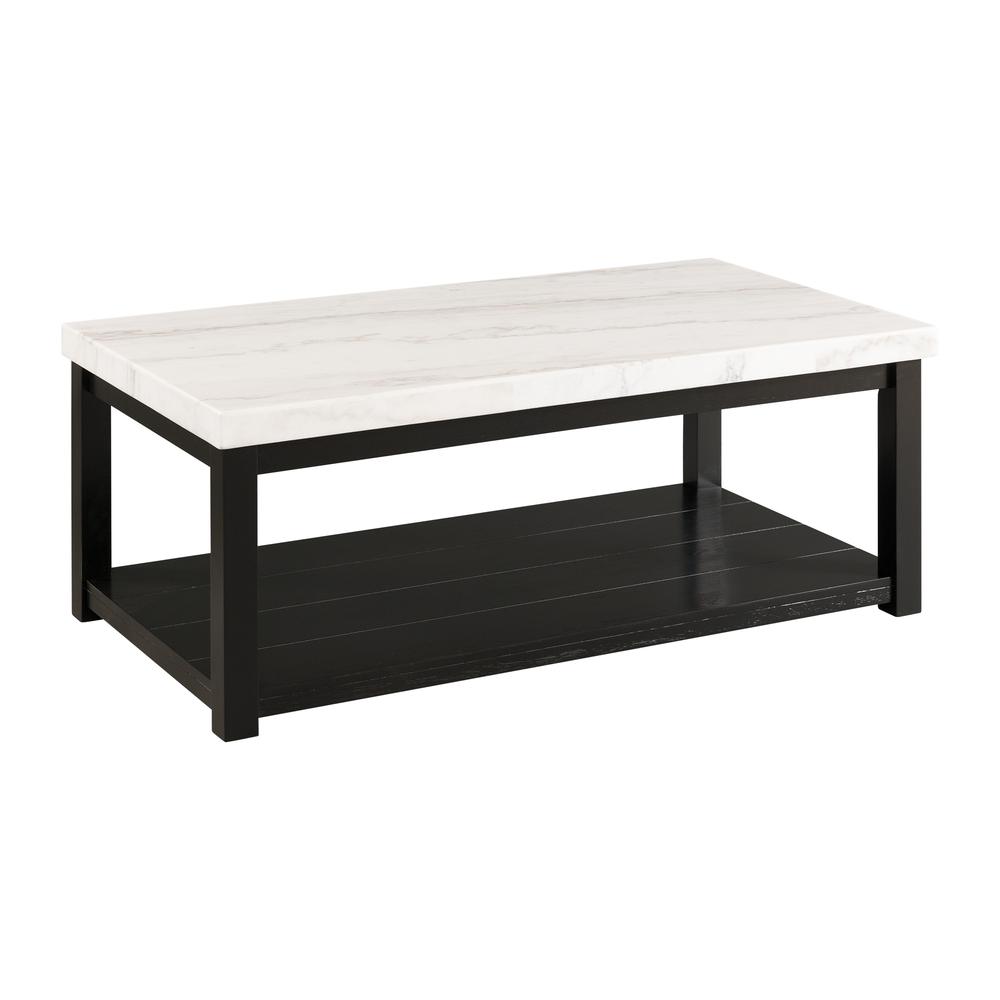 Evie White Marble Rectangle Coffee Table. Picture 1