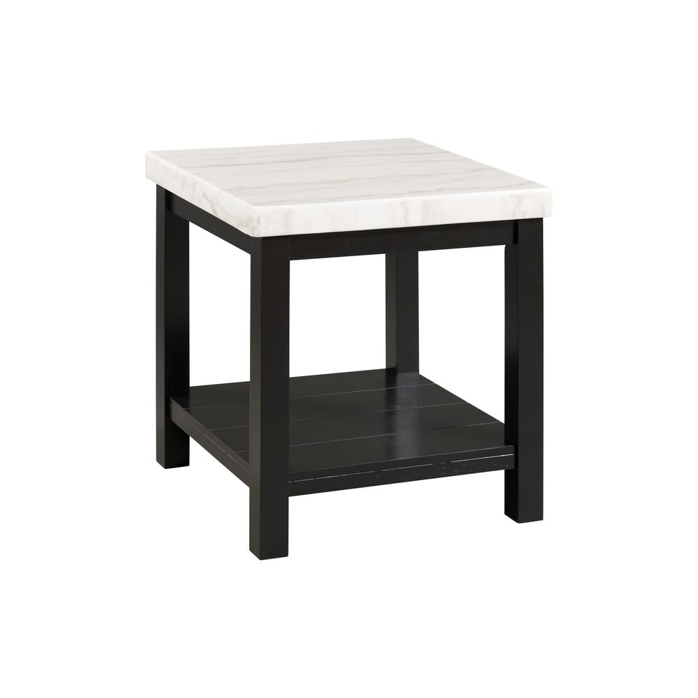 Evie White Marble Square End Table. Picture 1