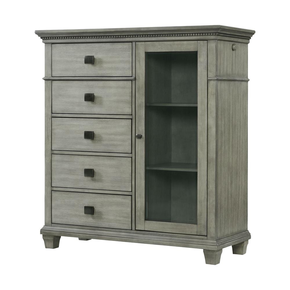 Picket House Furnishings Clovis 5-Drawer Gentlemen's Chest in Grey. Picture 1