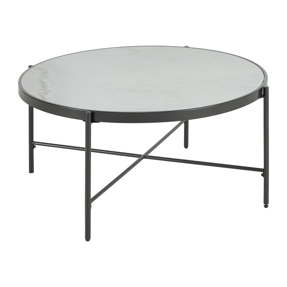 Picket House Furnishings Carlo Round Coffee Table with Marble Top. Picture 1