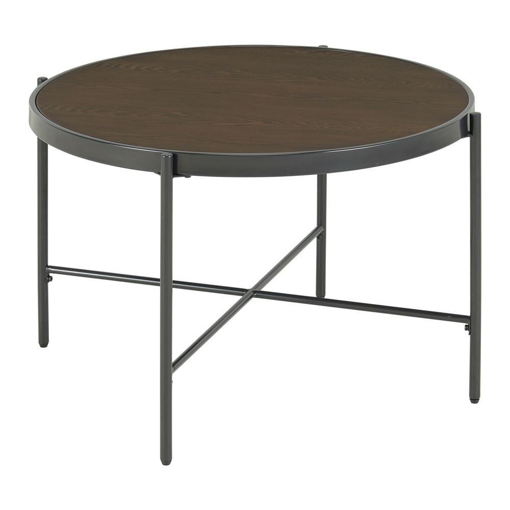 Picket House Furnishings Carlo Round Coffee Table with Wooden Top. Picture 1