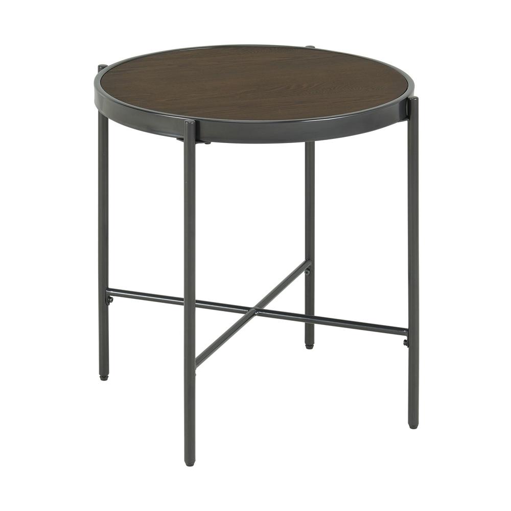 Picket House Furnishings Carlo Round End Table withWooden Top. Picture 1