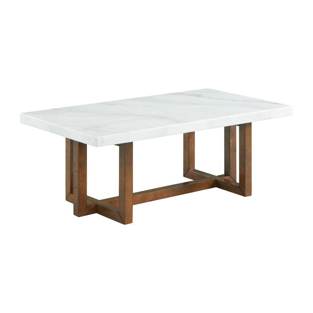 Meyers Marble Rectangular Coffee Table in White. Picture 1