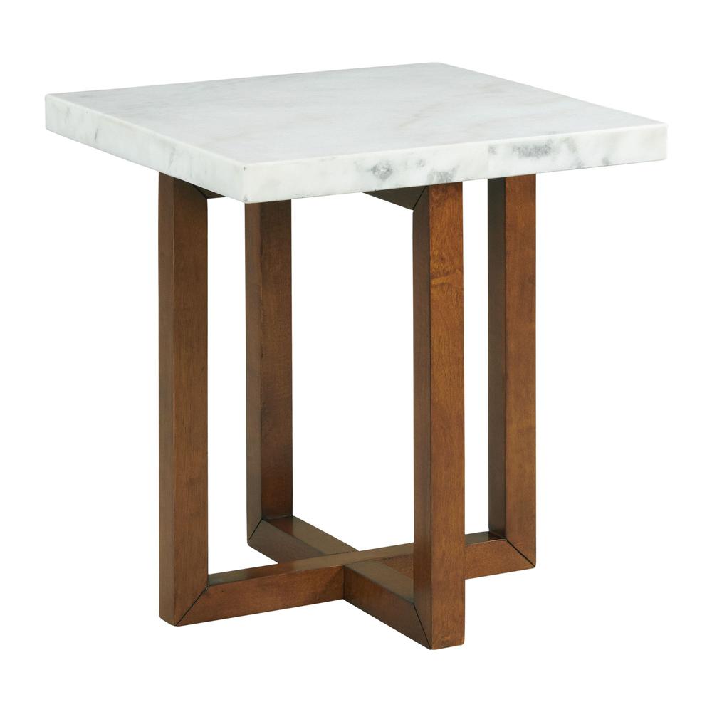 Meyers Marble Square End Table in White. Picture 1