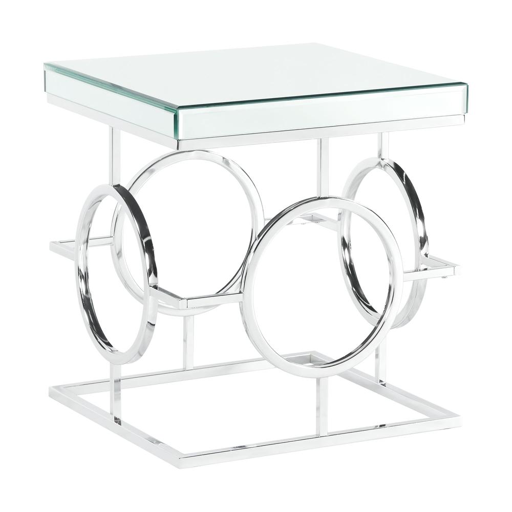 Picket House Furnishings Katie Square Mirrored End Table. Picture 1
