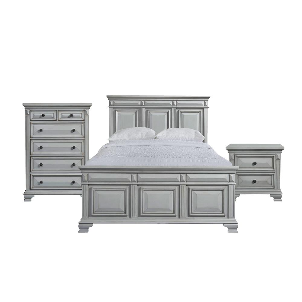Picket House Furnishings Trent King Panel Bed in Grey. Picture 1