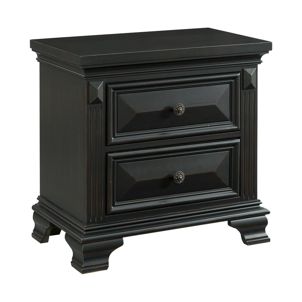 Trent 2-Drawer Nightstand in Antique Black. Picture 1