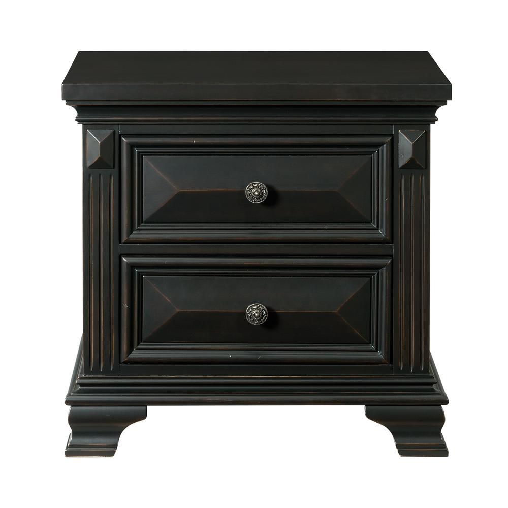 Trent 2-Drawer Nightstand in Antique Black. Picture 3