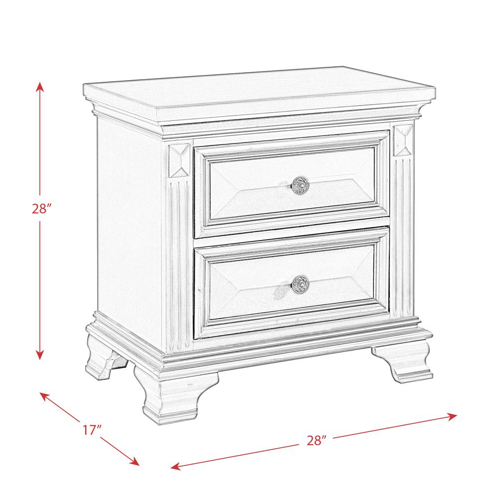 Trent 2-Drawer Nightstand in White. Picture 3