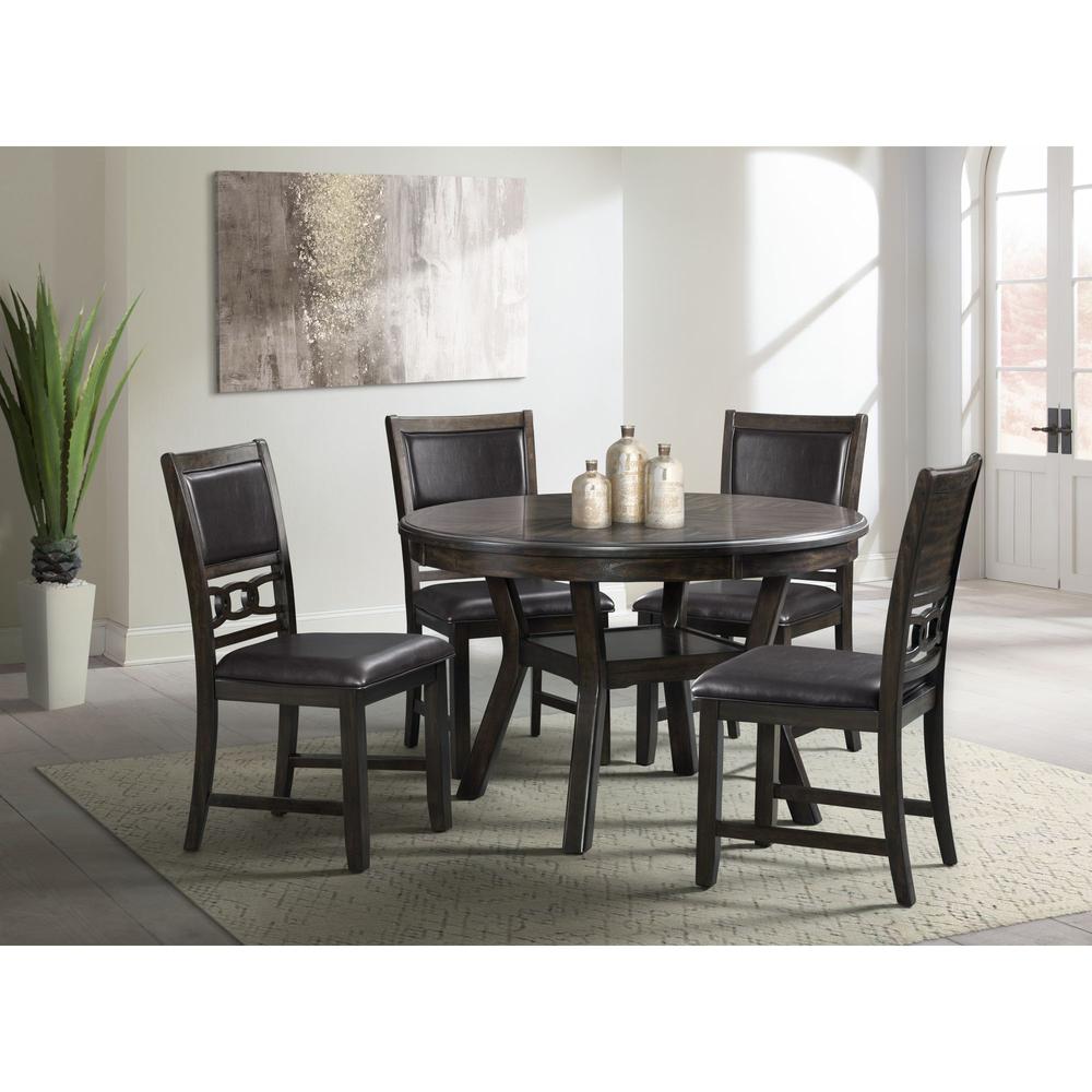 Picket House Furnishings Taylor Standard Height 5PC Dining Set-Table and Four Faux Leather Side Chairs in Walnut. Picture 1