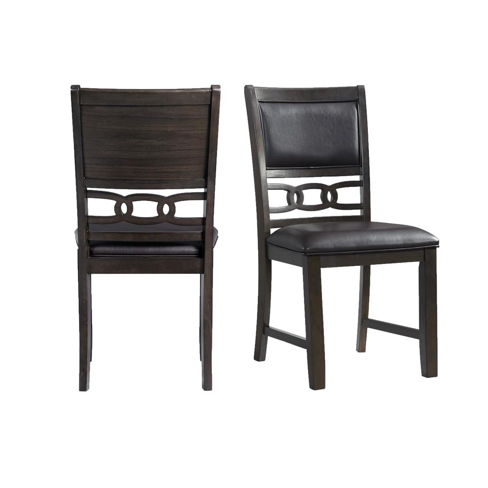 Picket House Furnishings Taylor Standard Height Faux Leather Side Chair Set in Walnut. Picture 1