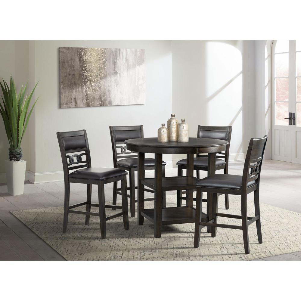 Picket House Furnishings Taylor Counter Height 5PC Dining Set-Table and Four Faux Leather Side Chairs in Walnut. Picture 1
