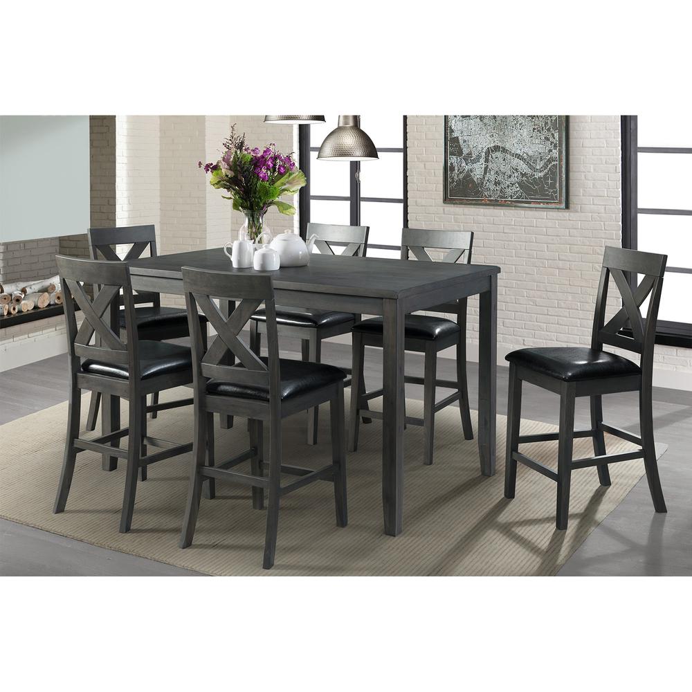 Alexa 7PC Counter Height Dining Set in Gray. Picture 1