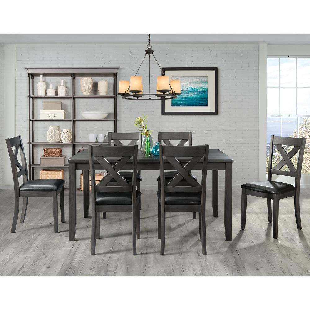 Alexa 7PC Standard Height Dining Set in Gray. Picture 1