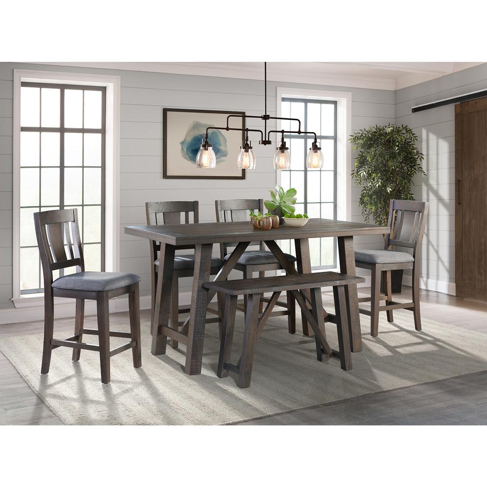 Carter Counter Height 6PC Dining Set-Table, Four Chairs & Bench. Picture 1
