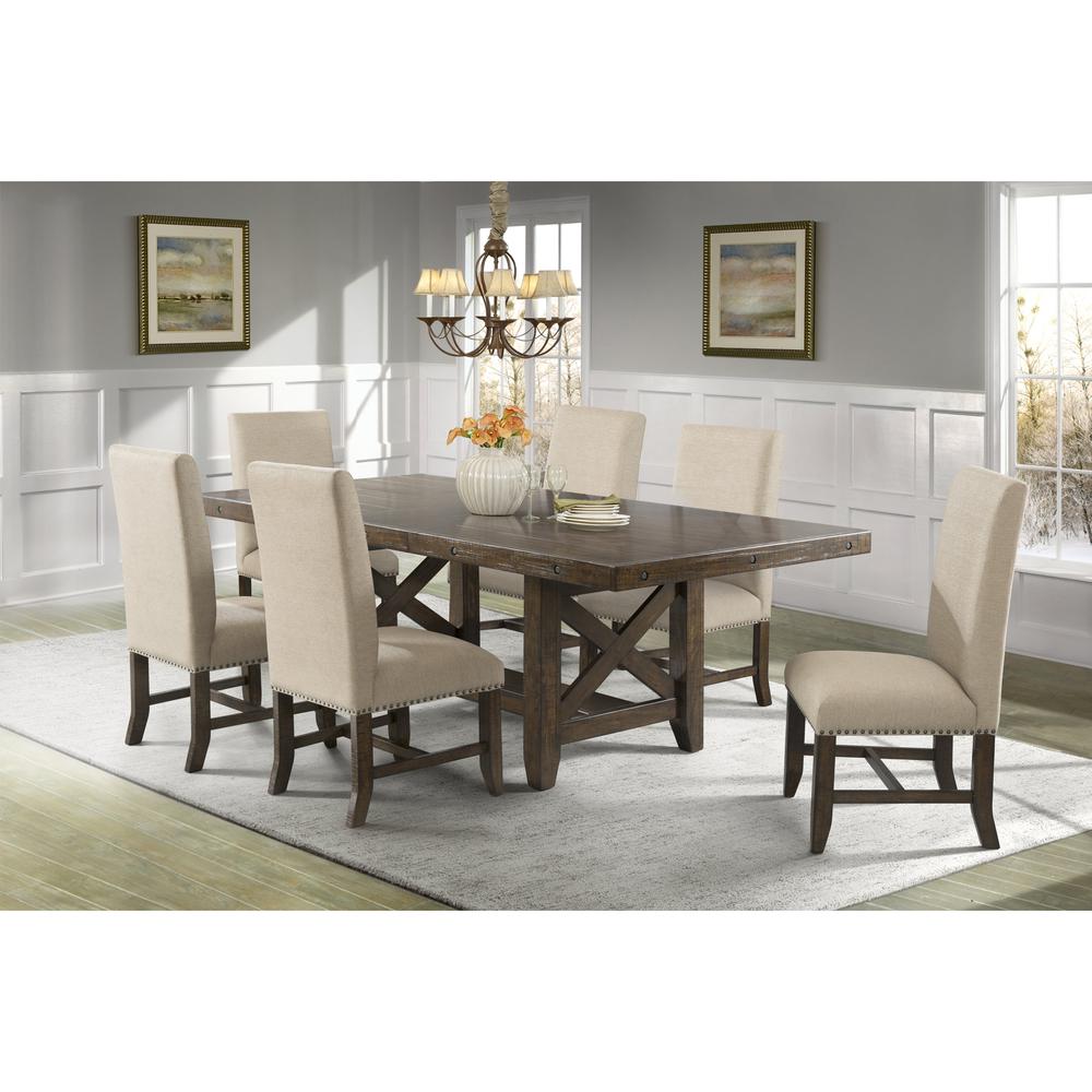 Francis 7PC Dining Set-Table & 6 Fabric Side Chairs. Picture 1